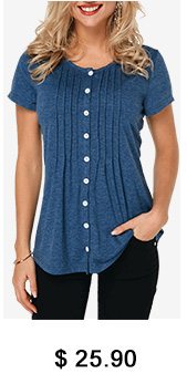 Crinkle Chest Button Up Navy Blue T Shirt