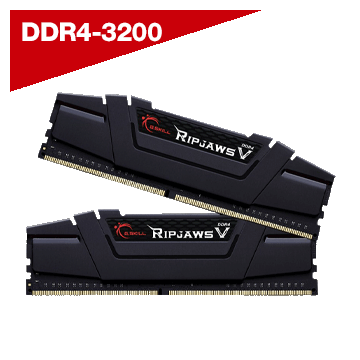 G.Skill Ripjaws V 16GB (2 x 8GB) DDR4-3200 PC4-25600 CL16 Dual Channel Desktop Memory Kit F4-3200C16D-16GVKB - Black