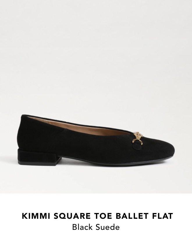 Kimmi Square Toe Ballet Flat (Black Suede)