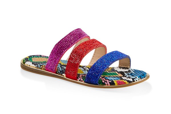 Rhinestone Three Band Slide Sandals