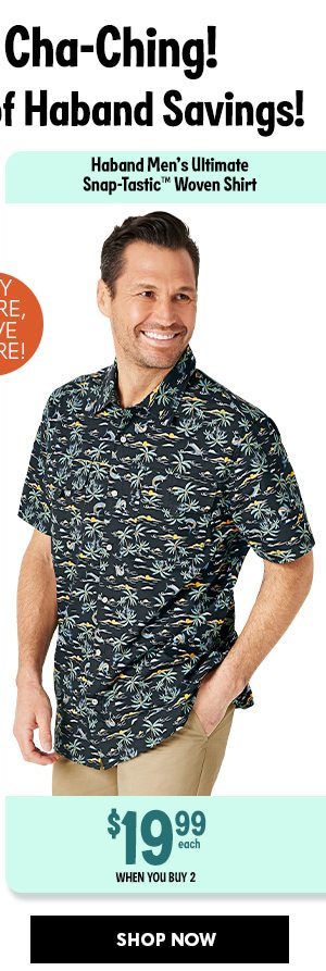 Haband Men's Ultimate Snap-Tastic Woven Shirt - SHOP NOW