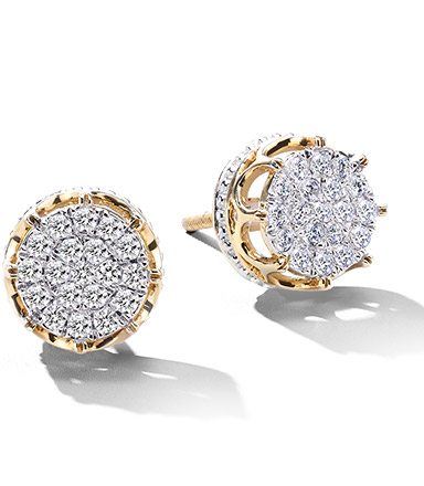 Men's Gold and Diamond Earrings