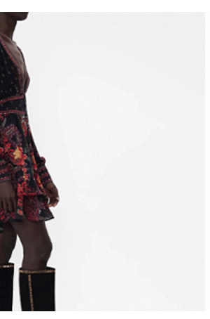 Button Front Frill Dress Woodstock Rock