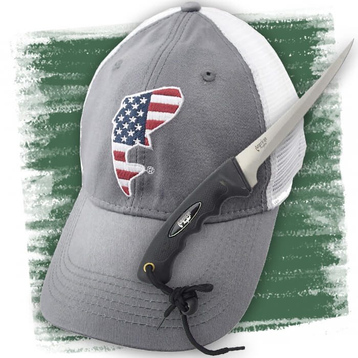 BUY a FishUSA Premium Hat, GET an American Angler 7 in. Soft Grip Fillet Knife 