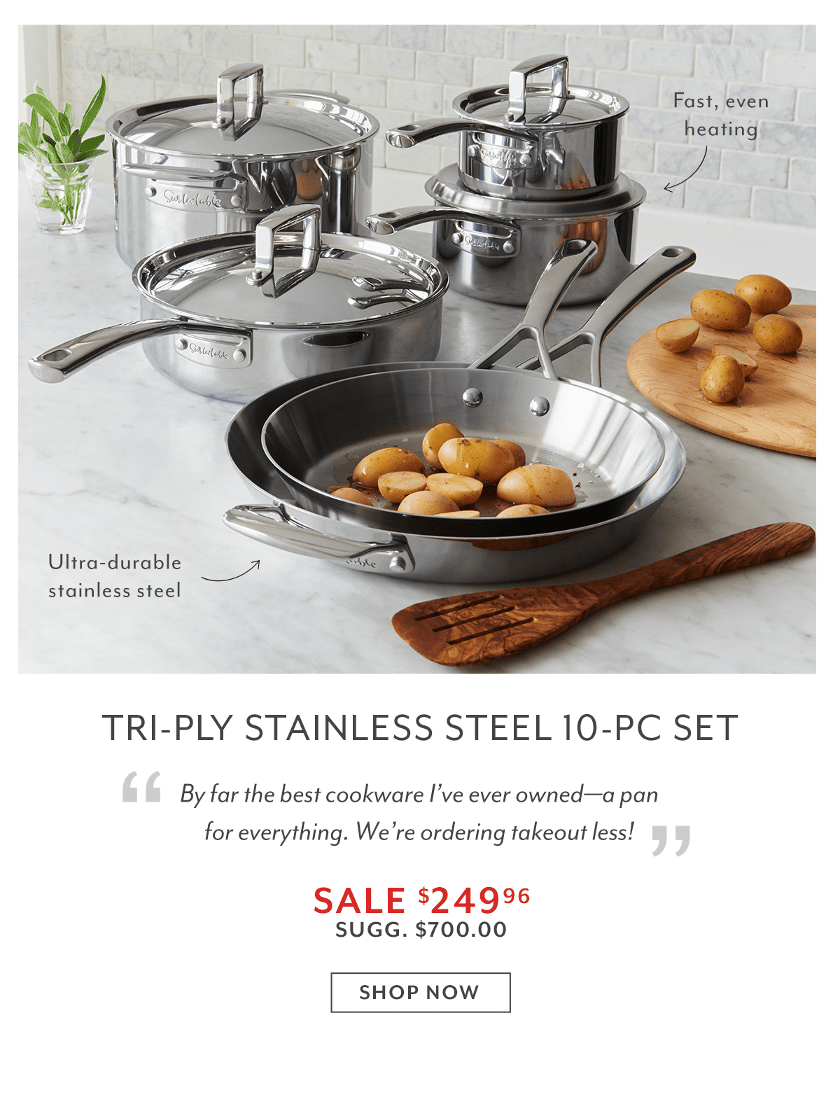 Sur La Table Tri-Ply Stainless Steel 10-PC Set