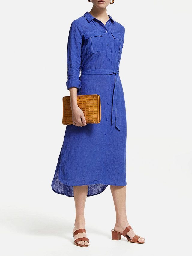 John Lewis & Partners Linen Collar Shirt Dress