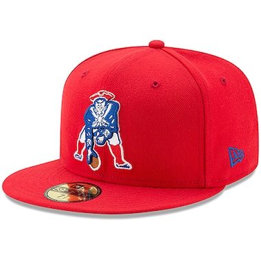 Men's New Era Red New England Patriots Classic Logo Omaha 59FIFTY Fitted Hat
