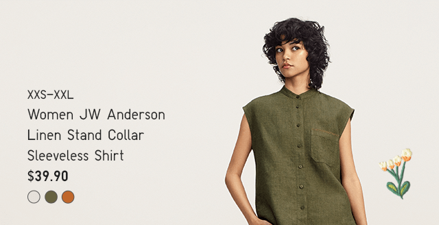 PDP2 - WOMEN JW ANDERSON LINEN STAND COLLAR SLEEVLESS SHIRT