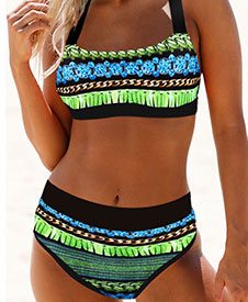 Tie Back Printed High Waist Bikini Set