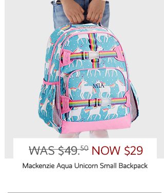MACKENZIE AQUA UNICORN SMALL BACKPACK