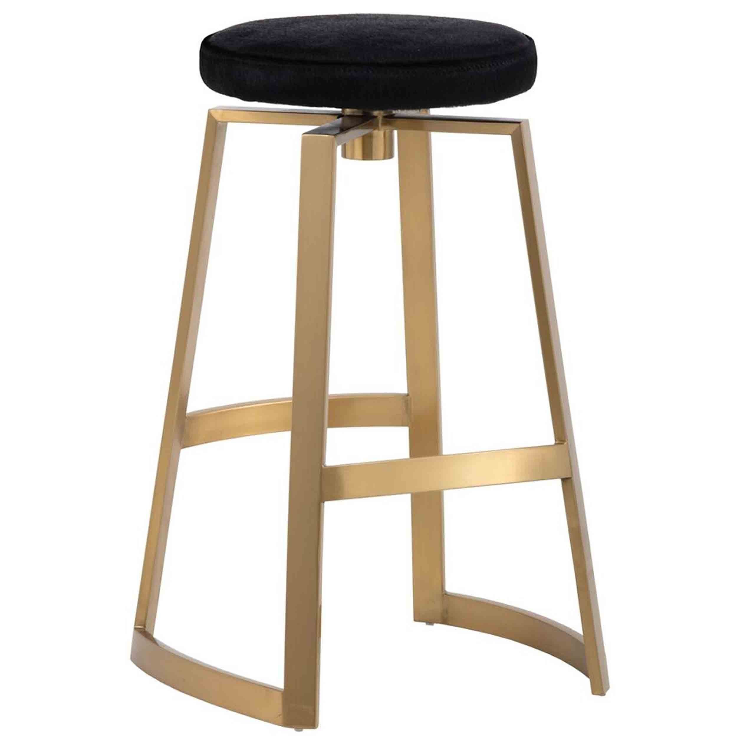 Hendrix Swivel Bar Stool, Black Cowhide