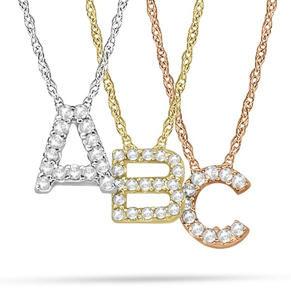 Petite Pave Diamond Initial Pendant Necklace​