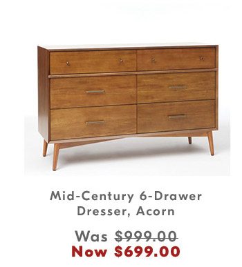 Mid-Century 6-Drawer Dresser