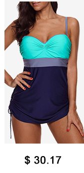 Drawstring Side Spaghetti Strap Tankini Set