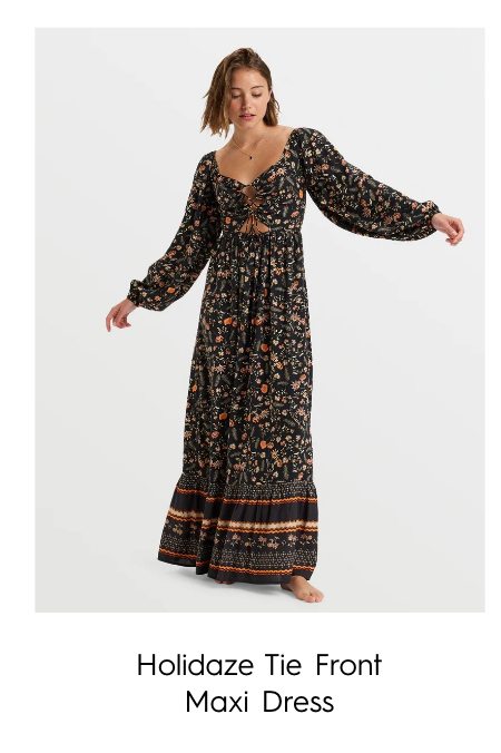 Holidaze Tie Front Maxi Dress