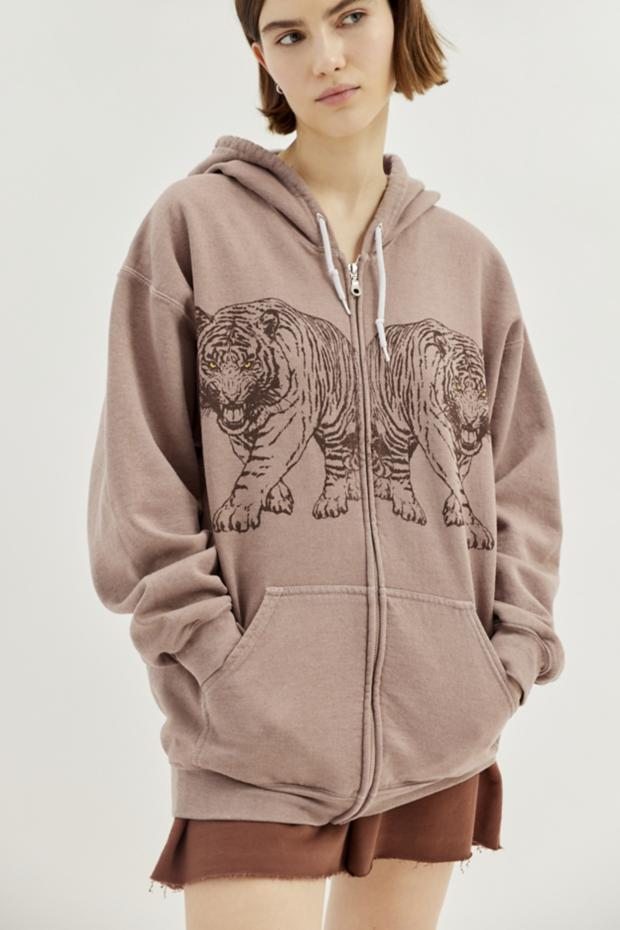 Project Social T Tiger Zip-Up Hoodie Sweatshirt