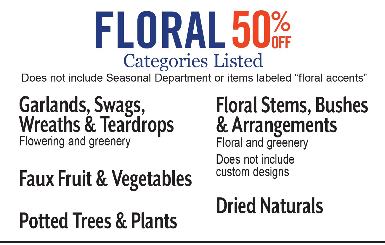 50% Off Select Floral