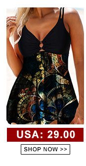 Double Strap Ring Detail Psychedelic Print Swimdress and Panty