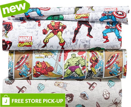 Image of Licensed Character Fabrics and No-Sew Throw Kits.