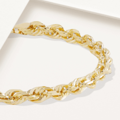 Solid Rope Chain Bracelet 5.5mm 14K Yellow Gold 8.5''