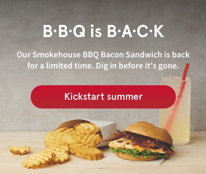 Smokehouse is in the house | Our Smokehouse BBQ Bacon Sandwich is back for a limited time. Grab a napkin and dig in before it's gone.