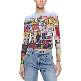 Alice and Olivia Delaina Printed Mesh Top - Exclusive