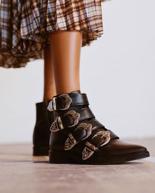 maje multi strap leather boots