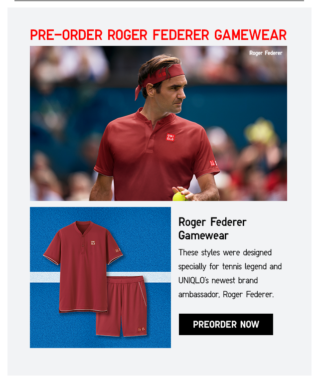 PRE-ORDER ROGER FEDERER GAMEWEAR