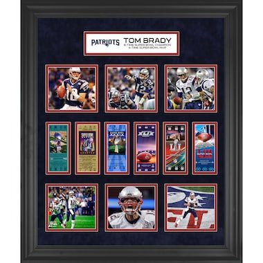 Tom Brady New England Patriots Fanatics Authentic Framed 23" x 27" 6-Time Super Bowl Champion Ticket Collage