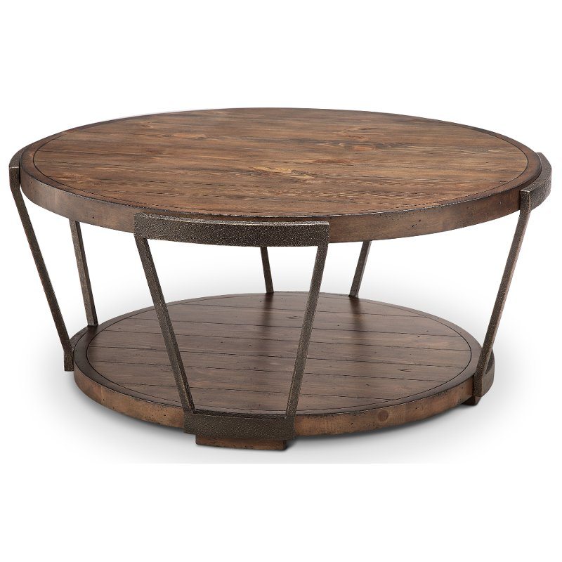 Yukon Antique Rustic Brown Round Coffee Table