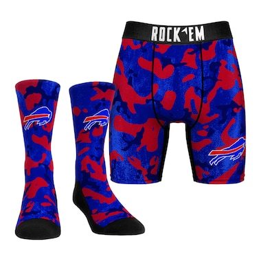 Men's Rock Em Socks Royal Buffalo Bills Team Armor Underwear and Crew Socks Combo Pack