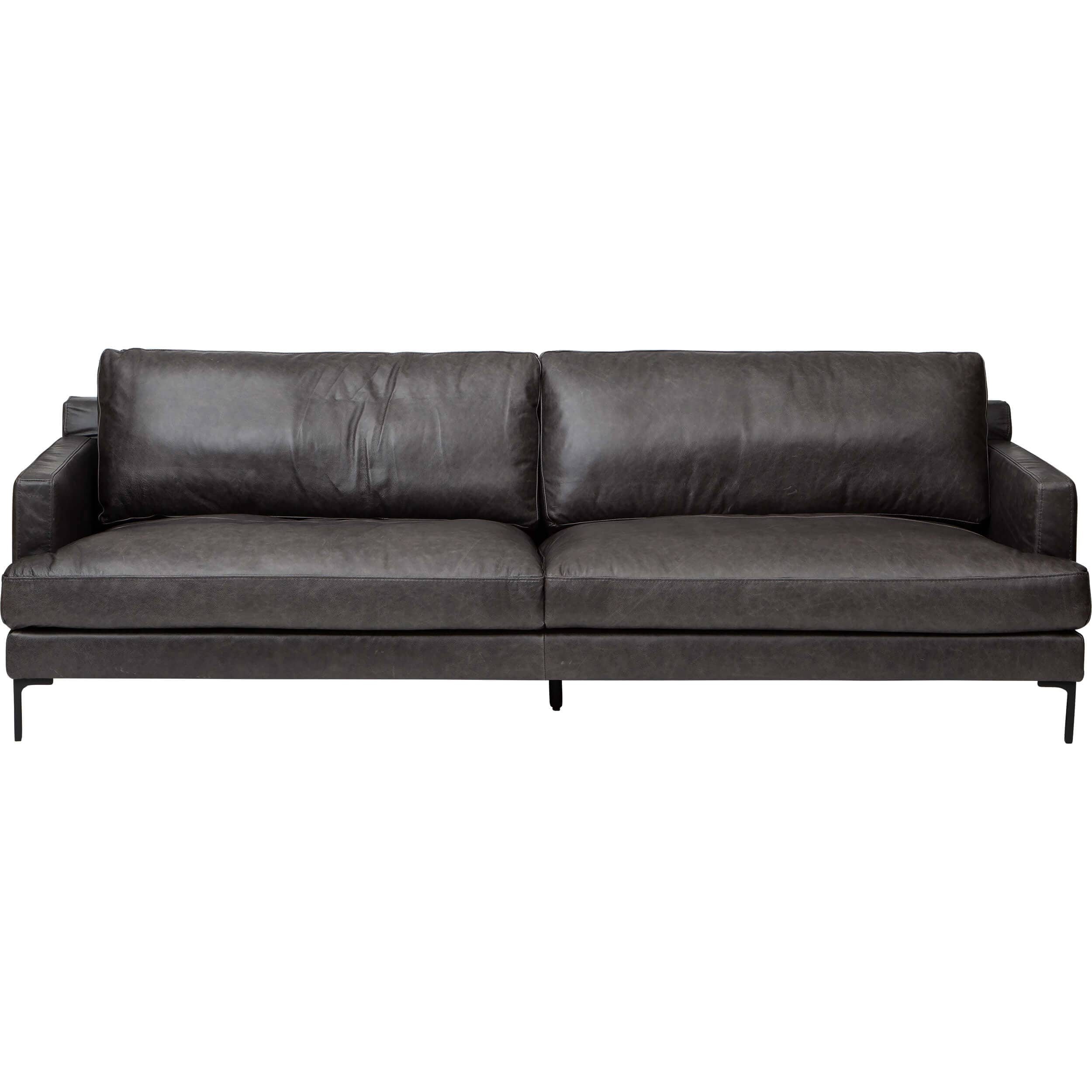 Image of Ansel Leather Sofa, Marseille Black