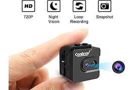 Conbrov 720p Hidden Mini Spy Security Camera w/ Night Vision, Indoor or Outdoor Use