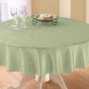 Solid Scroll Scalloped Edge Tablecloth