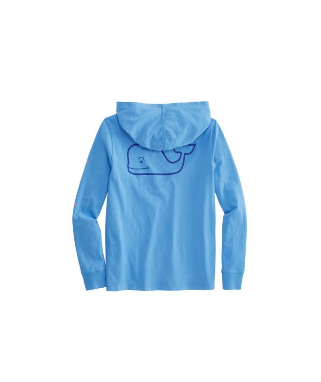 Girls Long-Sleeve Whale Hoodie Pocket Tee