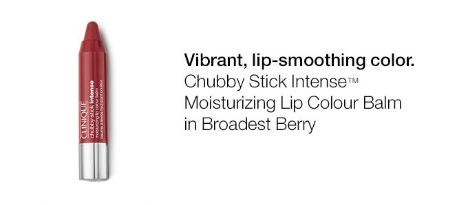 Vibrant, lip-smoothing color.Chubby Stick Intense(TM) Moisturizing Lip Colour Balm in Broadest Berry