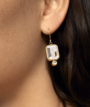 Emerald Cut Crystal Drop Earrings