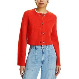 Aqua Cashmere Cropped Wide Sleeve Crewneck Cardigan - Exclusive