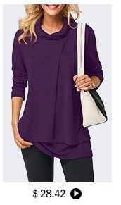 Long Sleeve Cowl Neck Layered T Shirt