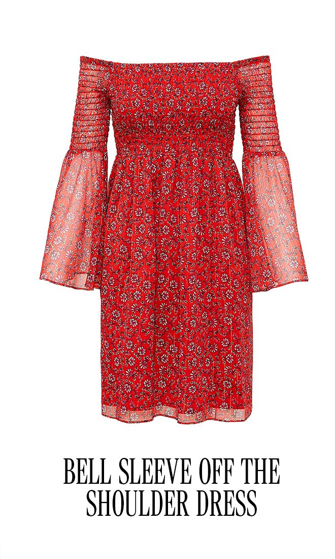 BELL SLEEVE OFF THE SHOULDER DRESS