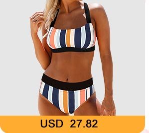 Tie Back Multicolor Striped Bikini Set 