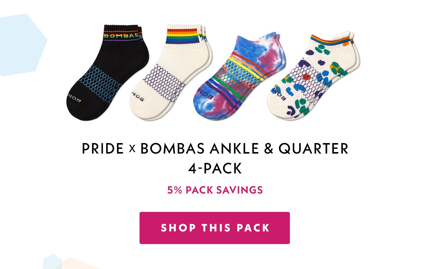 Pride x Bombas Ankle and Quarter 4-Pack | 5% Pack Savings | Shop This Pack