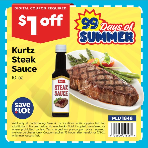 $1 Off Kurtz Steak Sauce at Save A Lot