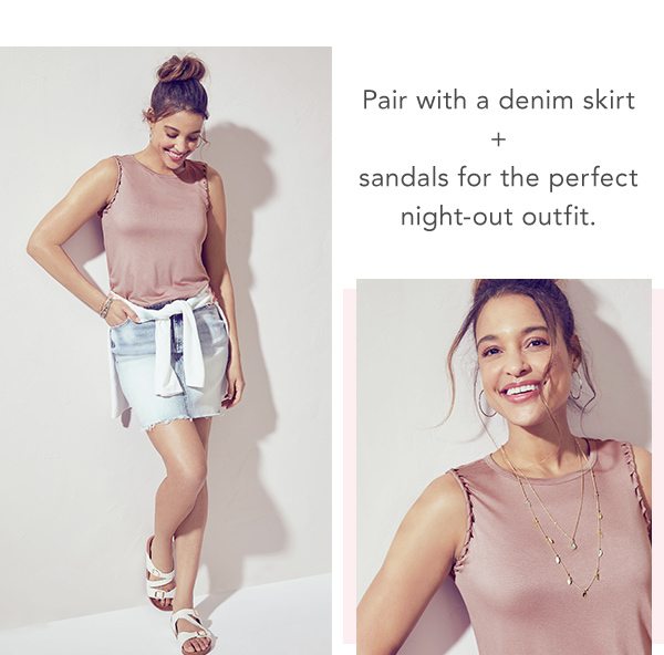 Pair with a denim skirt + sandals for the perfect night-out outfit.