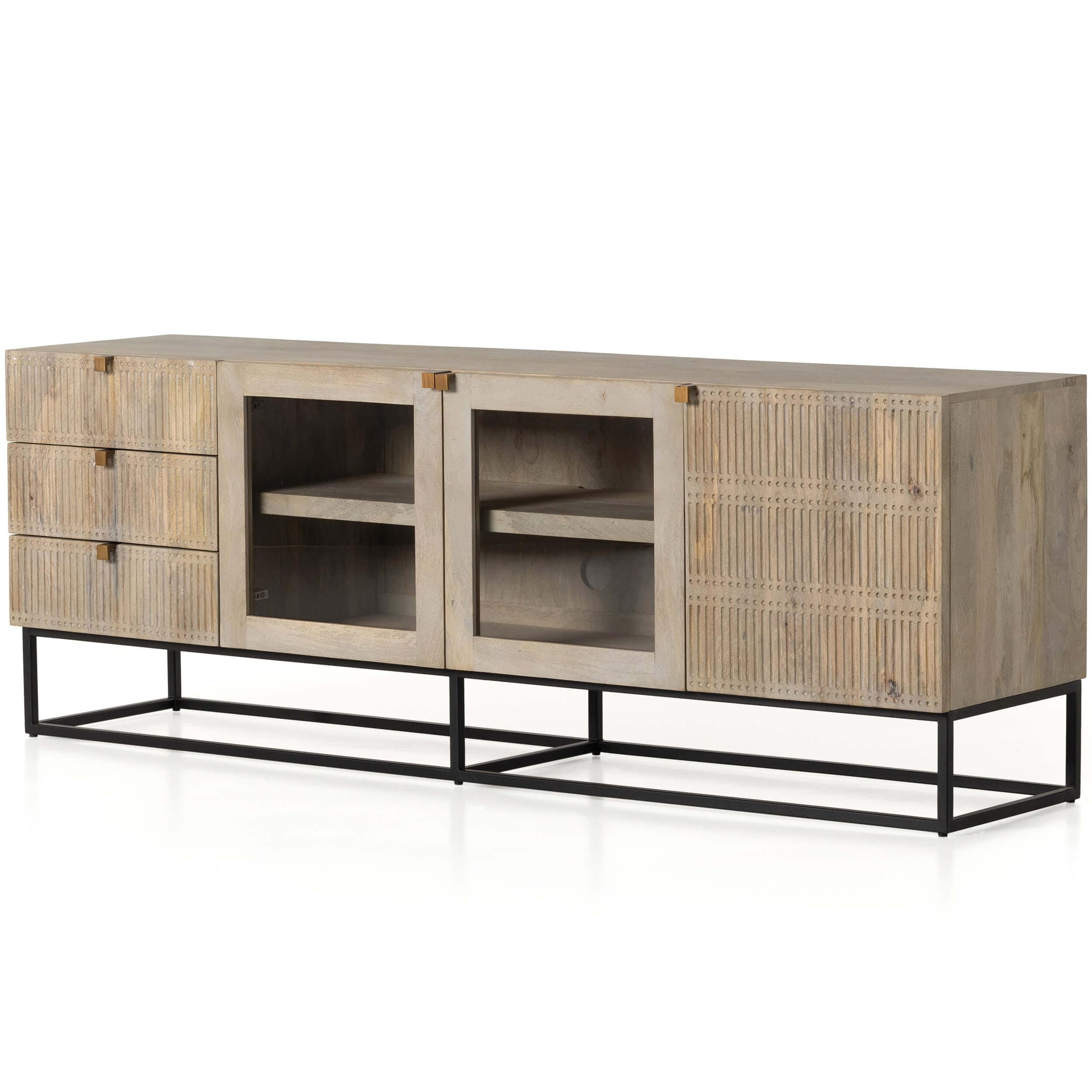 Image of Kelby Media Console, Light Wash Carved