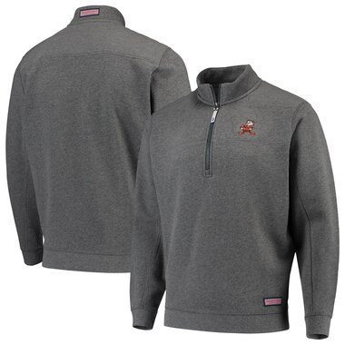 Cleveland Browns Vineyard Vines Collegiate Throwback Shep Shirt Quarter-Zip Jacket - Heathered Charcoal