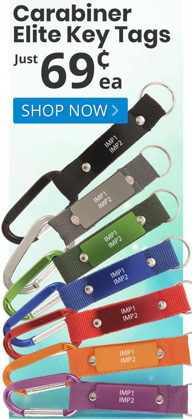 Carabiner Elite Key Tags for only 69¢ each!