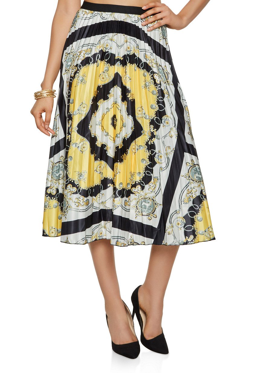 Printed Midi Skater Skirt