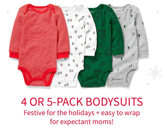 4 OR 5-PACK BODYSUITS | Festive for the holidays + easy to wrap for expectant moms!