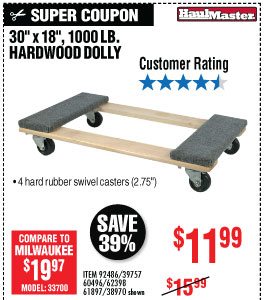 View View 30 In x 18 In 1000 lbs. Capacity Hardwood Dolly